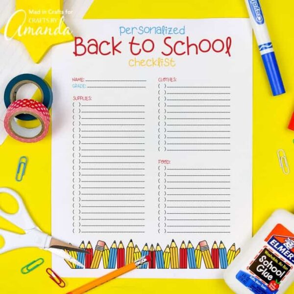 Free Printable Back to School Checklist - Crafts by Amanda