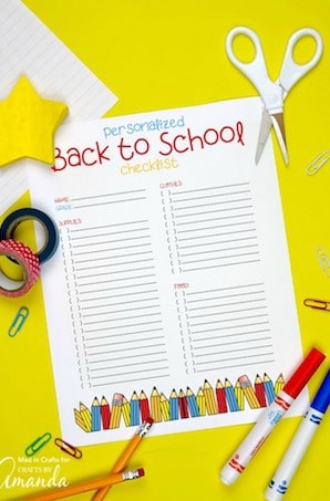 Free Printable Back to School Checklist - Crafts by Amanda