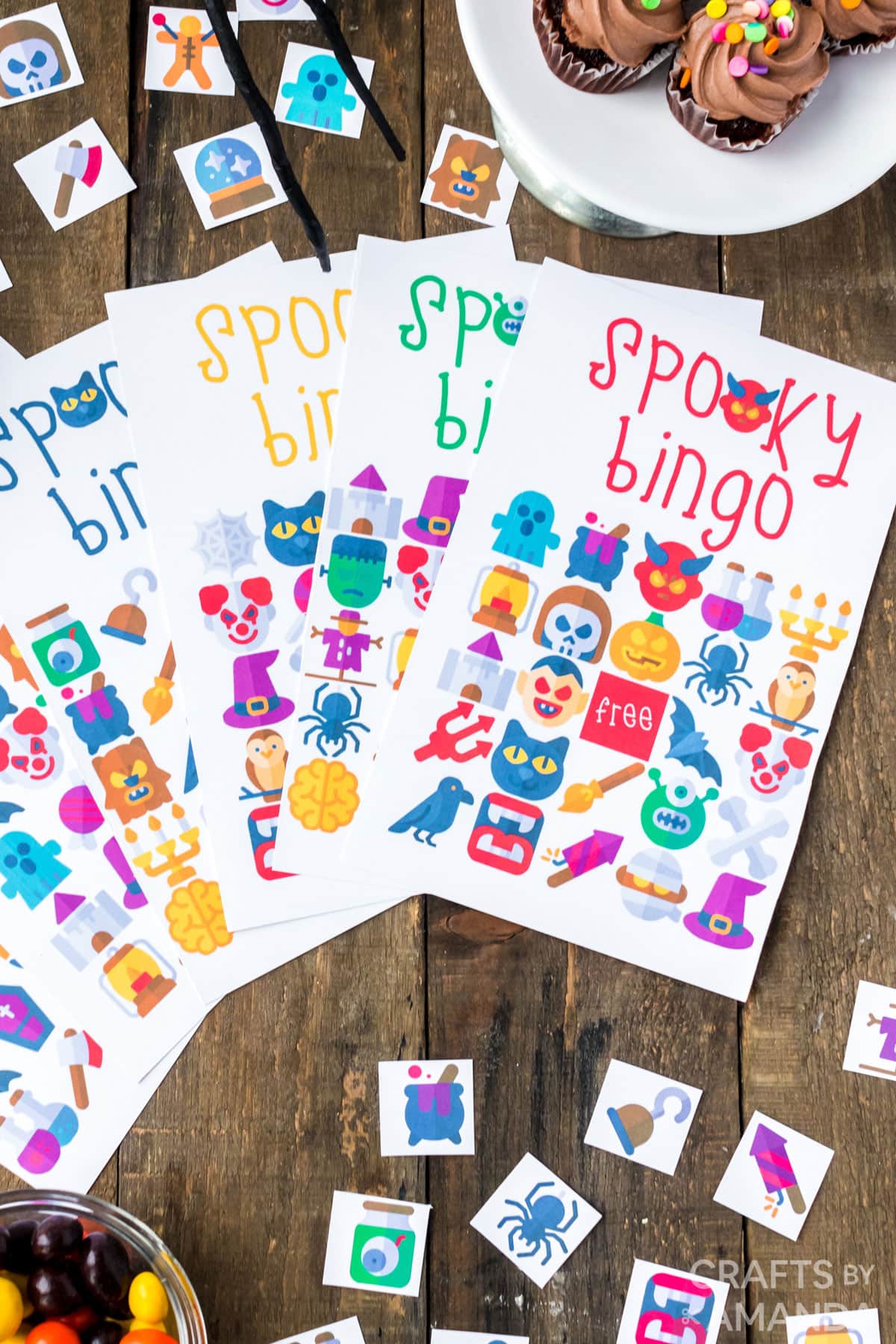 stack of bingo cards spread across table