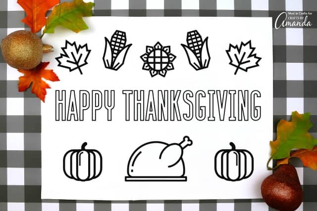 Thanksgiving Placemats Printables Crafts By Amanda