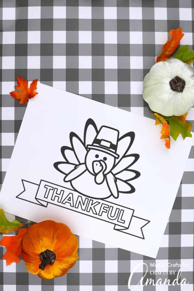 Thankful turkey thanksgiving printable