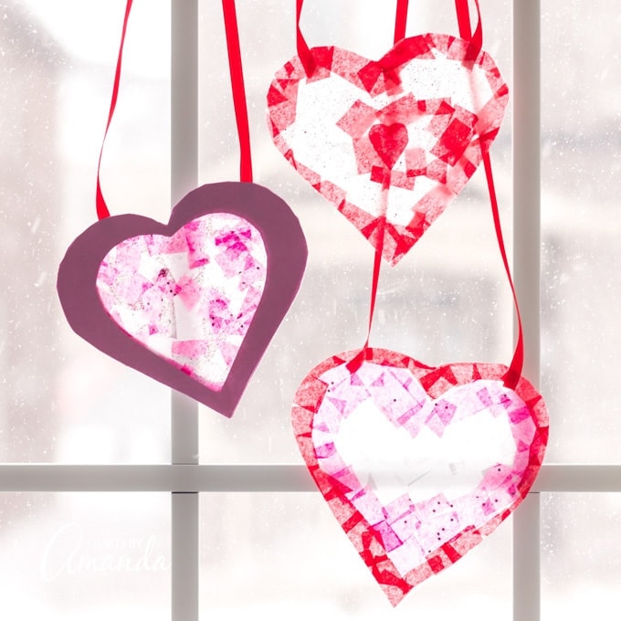 Washi Tape Heart Suncatchers, WASHI TAPE SUNCATCHERS are gorgeous! Great  for Valentine's Day or Mother's Day. Get your complimentary printable  template here:, By Kids Craft Room