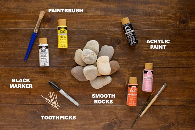 supplies for making painted rocks chicks