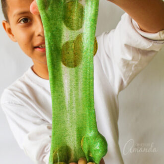 but stretching green glitter slime