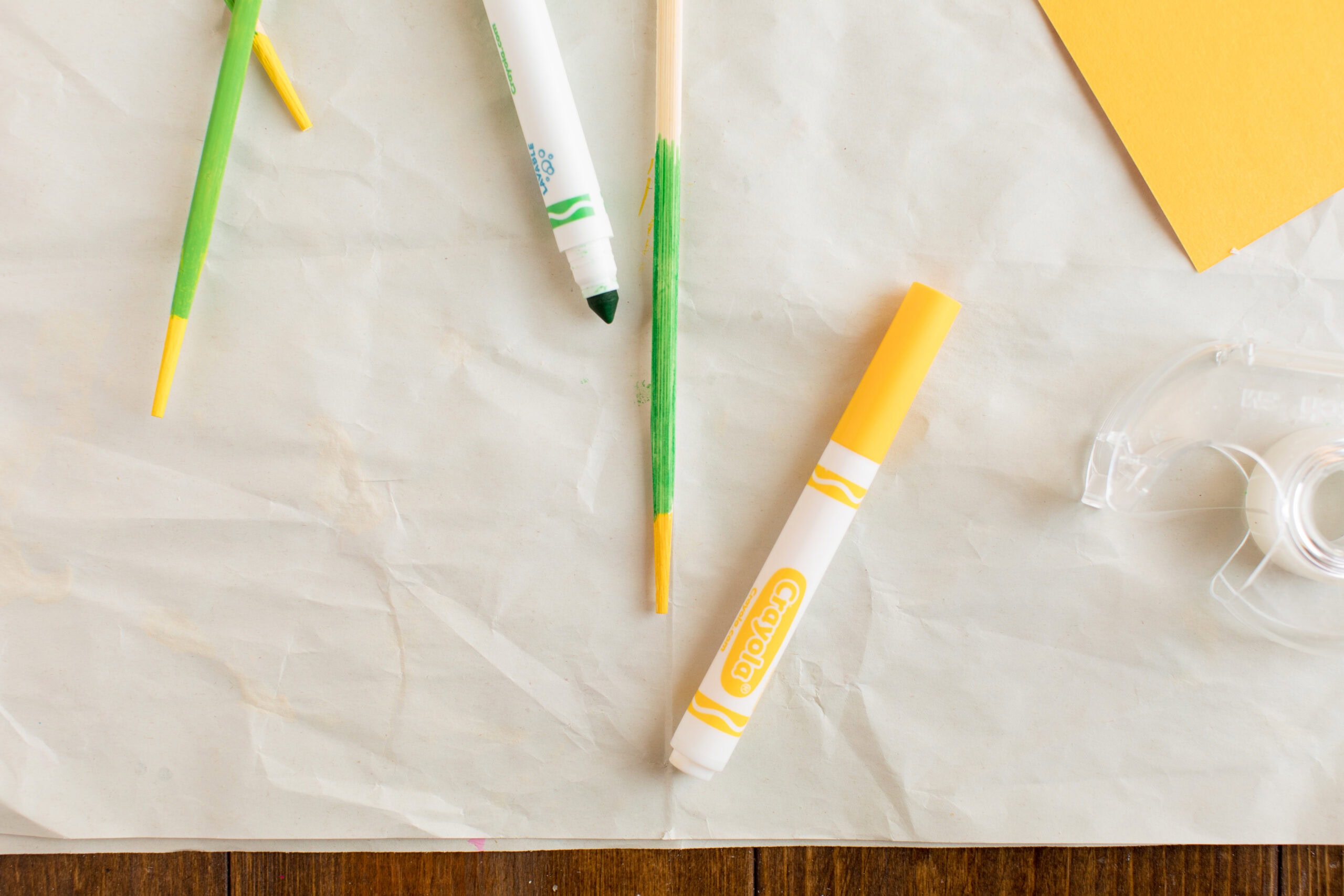 markers colored onto chopstick