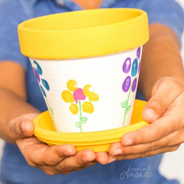 Fingerprint Flower Pot Tutorial Crafts by Amanda Clay Pot Crafts