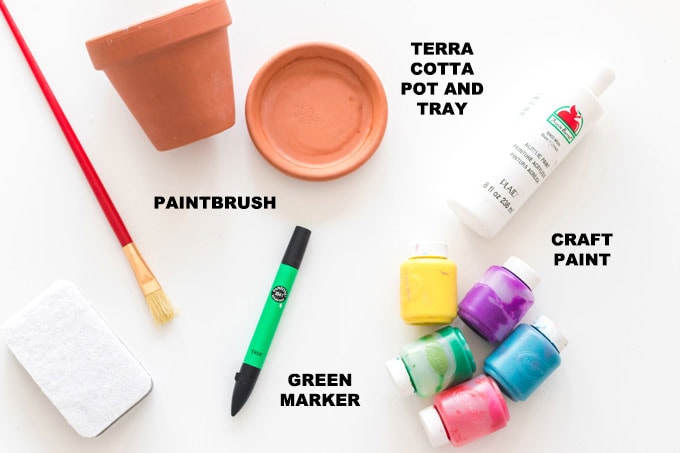 supplies for making a thumbprint flower pot