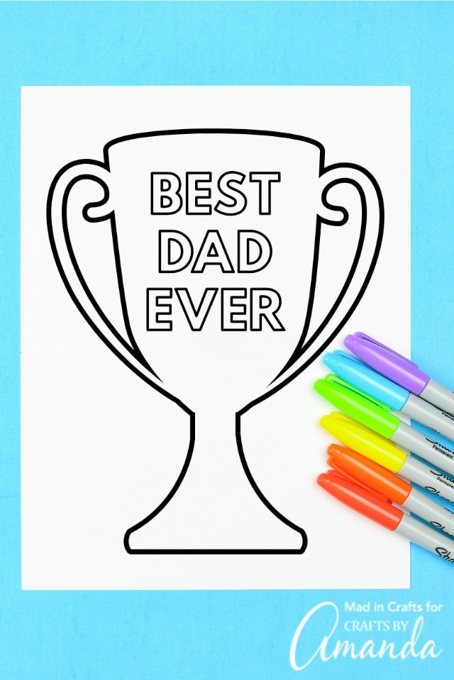 free printable father's day cards you can color on blue background