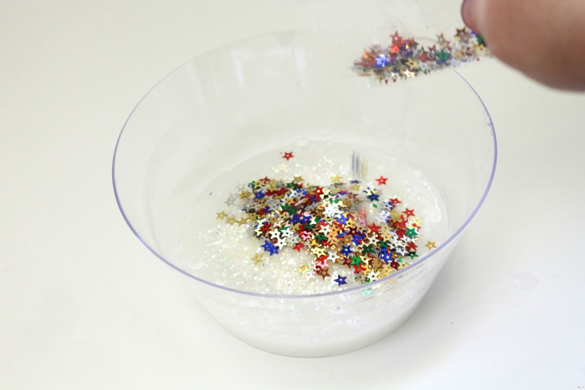 adding sequins to bowl