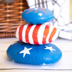 4th of july painted stacking rocks