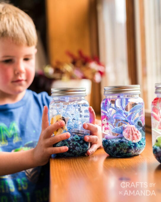 Mason Jar Aquarium Craft - Crafts by Amanda - Beach Crafts for Kids