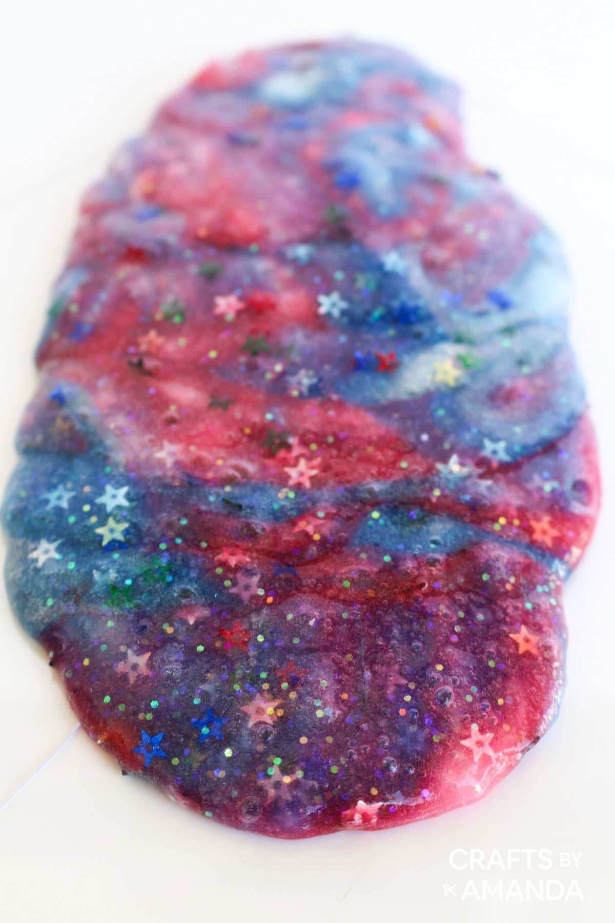 slime with red white and blue muddied together