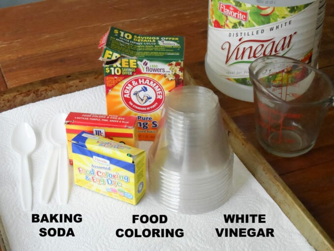 Colorful Baking Soda and Vinegar Reaction - Crafts by Amanda - Easy Crafts for Kids