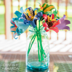 vase of tropical paper flowers