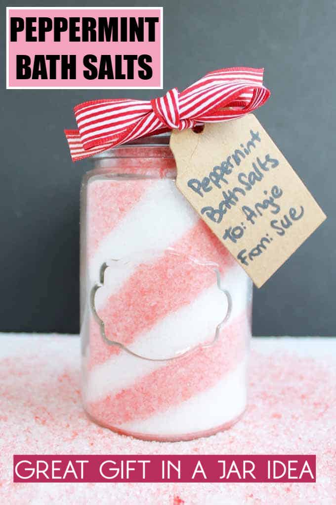 Peppermint Bath Salts an easy, quick and even inexpensive gift in a jar.