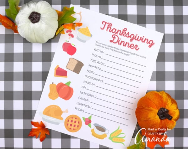 Thanksgiving Word Scramble - Crafts by Amanda - Free Printables