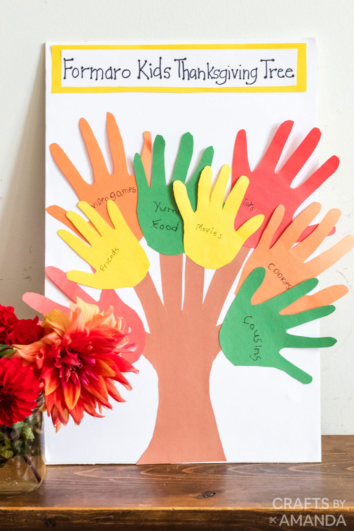 thanksgiving tree made from paper handprints