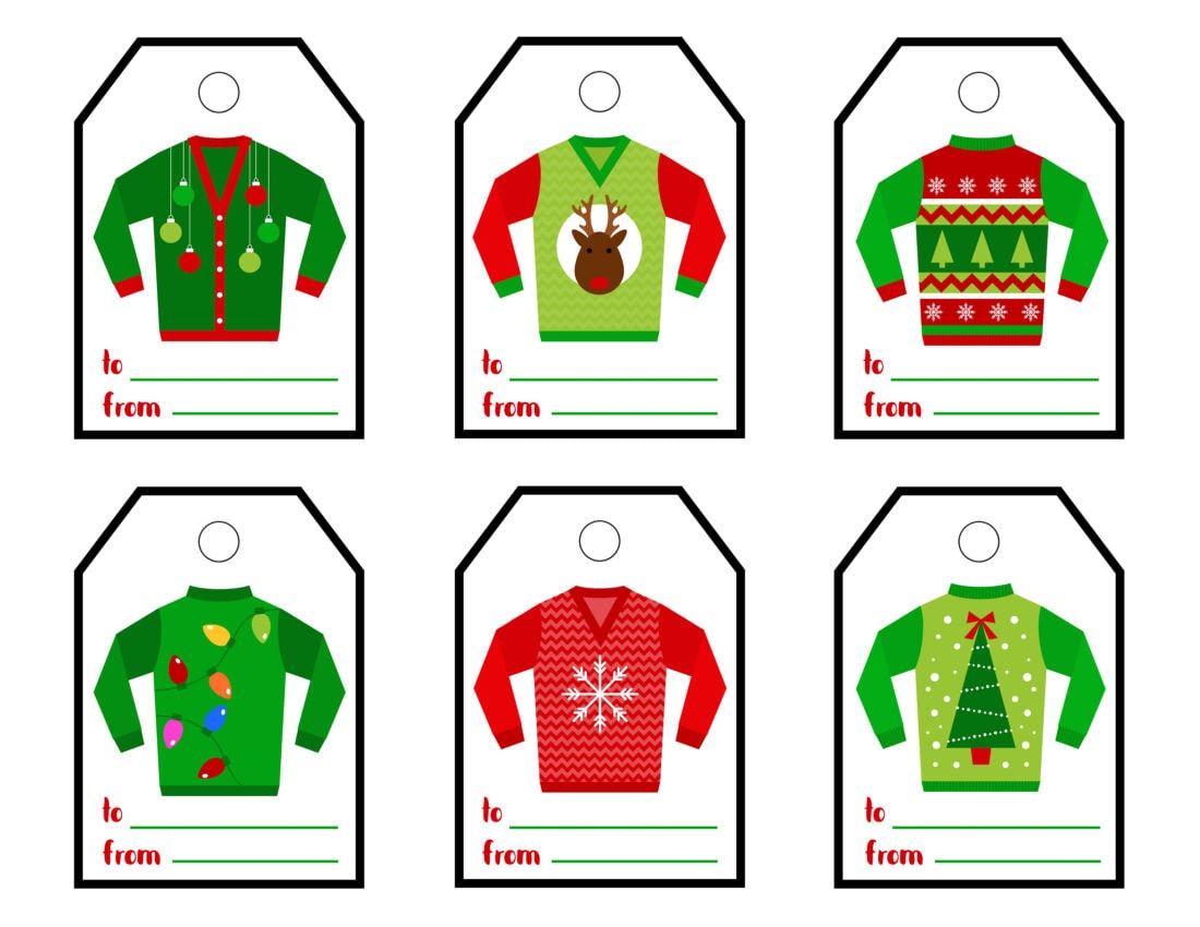 ugly sweater printable gift tags