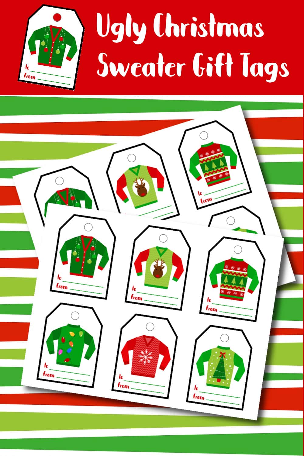 30 UGLY SWEATER CHRISTMAS ENVELOPE SEALS LABELS STICKERS PARTY FAVORS 1.5" ROUND 