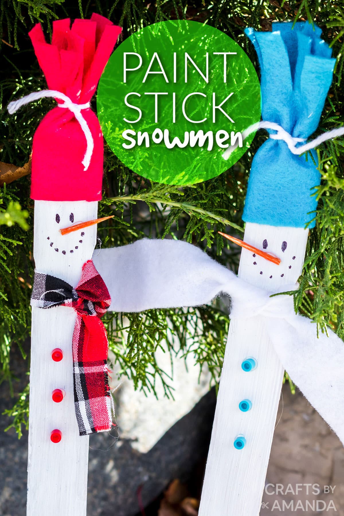Paint Stick Snowmen Crafts by Amanda Winter Crafts