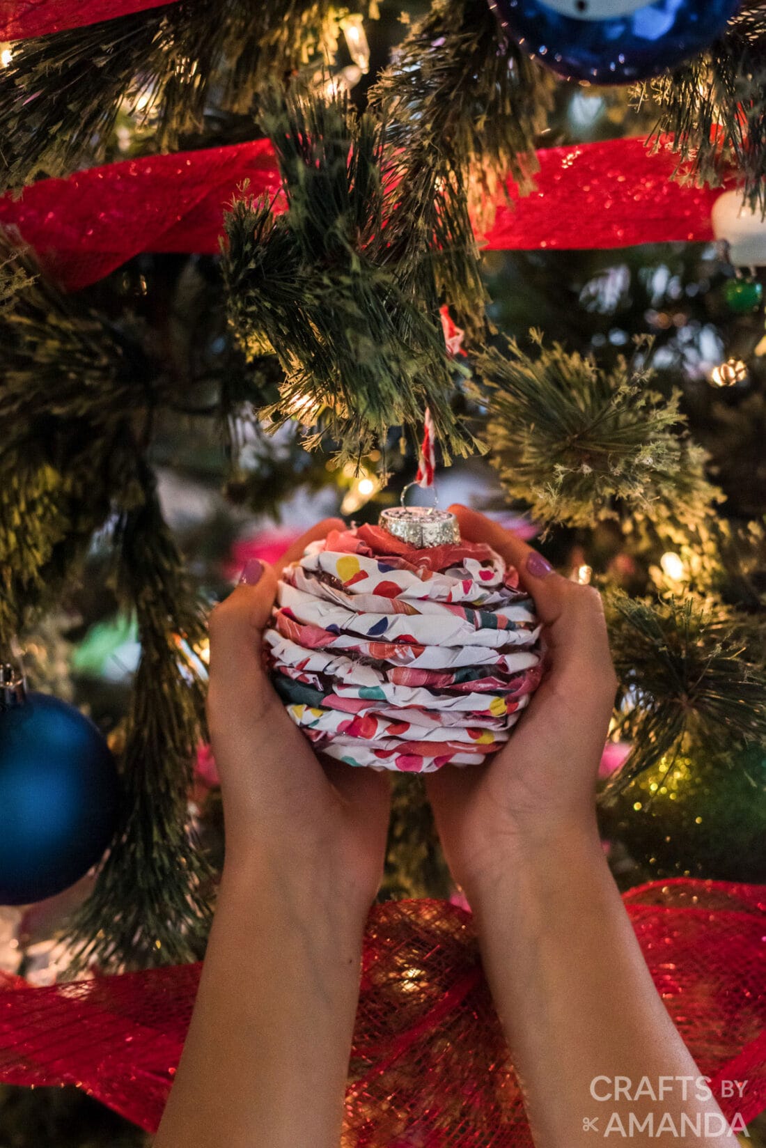 christmas ornament in a child's hands
