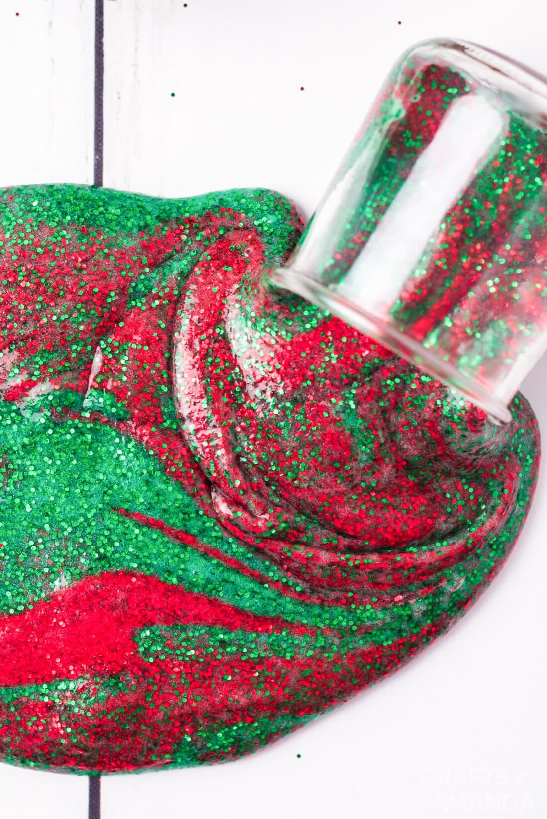 christmas slime pouring from container