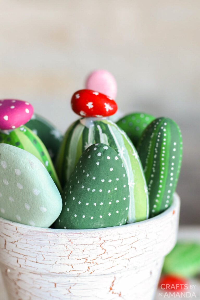 Cactus Painted Rocks - Crafts by Amanda - Clay Pot Crafts