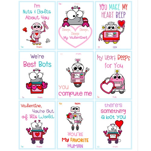 Printable Robot Valentine's Day Cards for Kids » A Home To Grow Old In