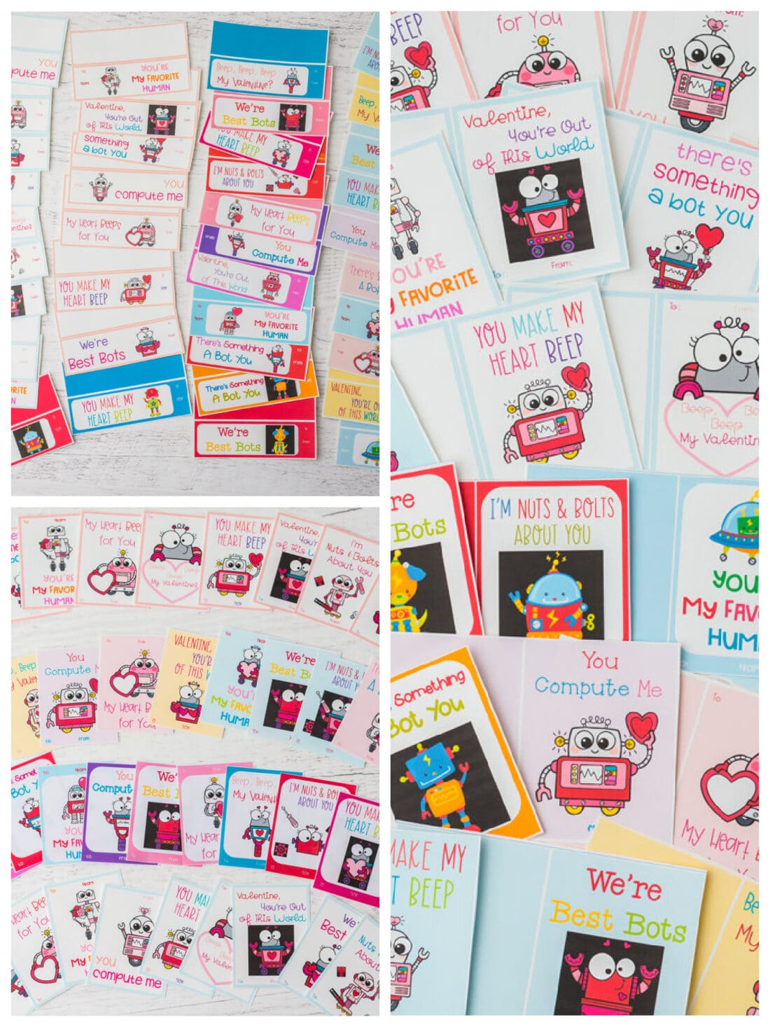 collage of free valentine printables