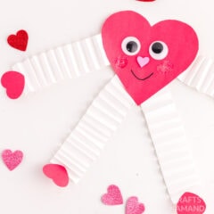 paper valentine heart man with accordion arms
