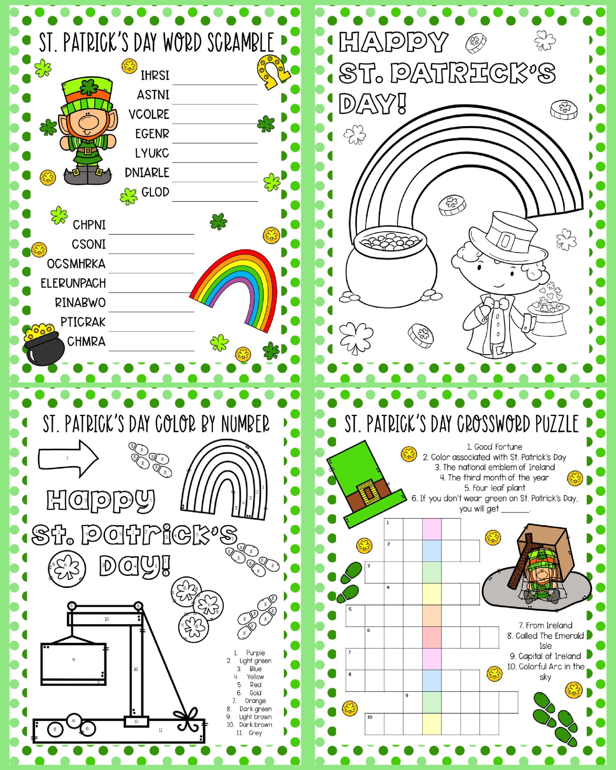 st patrick day worksheets free