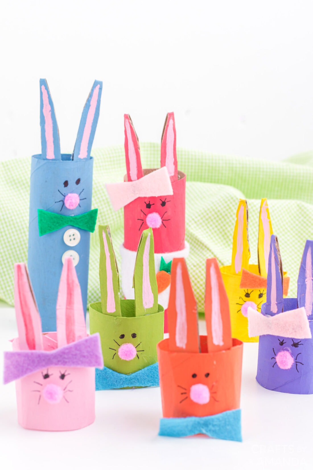 several cardboard tube bunny rabbits