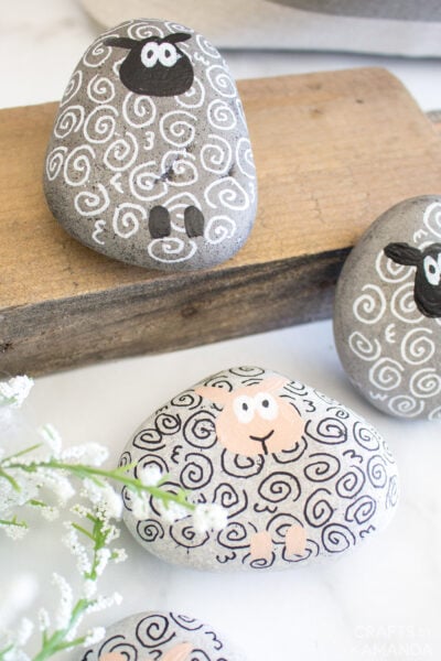 Sheep Painted Rocks - Crafts by Amanda - Easter Crafts