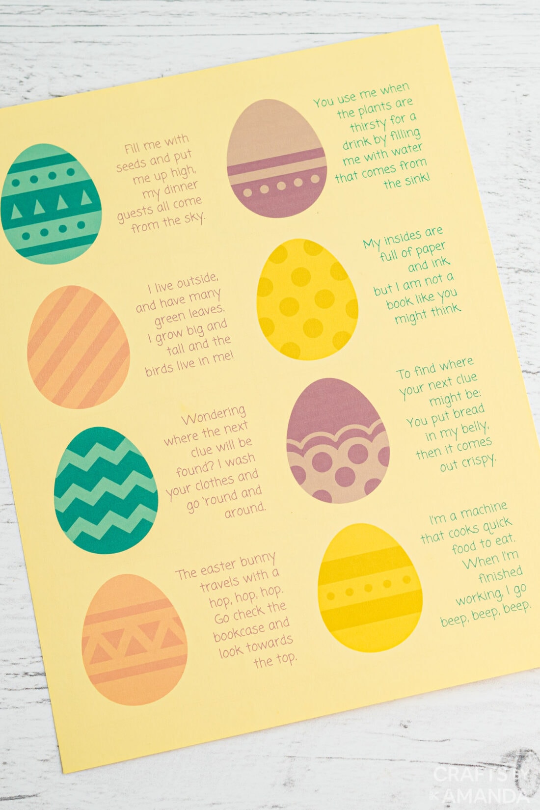 printable sheet for easter scavenger hunt