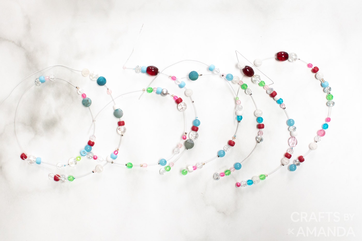 wire strands with colorful beads