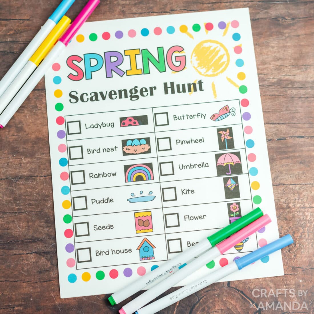 spring scavenger hunt sheet