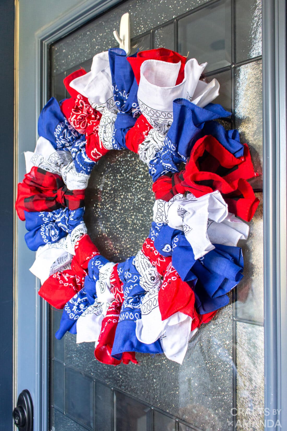 red white and blue bandana wreath