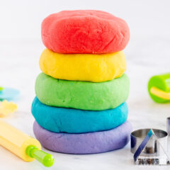 stack of colorful homemade play dough