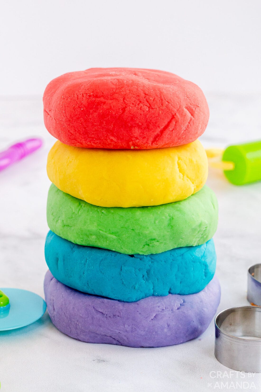 stack of homemade play dough