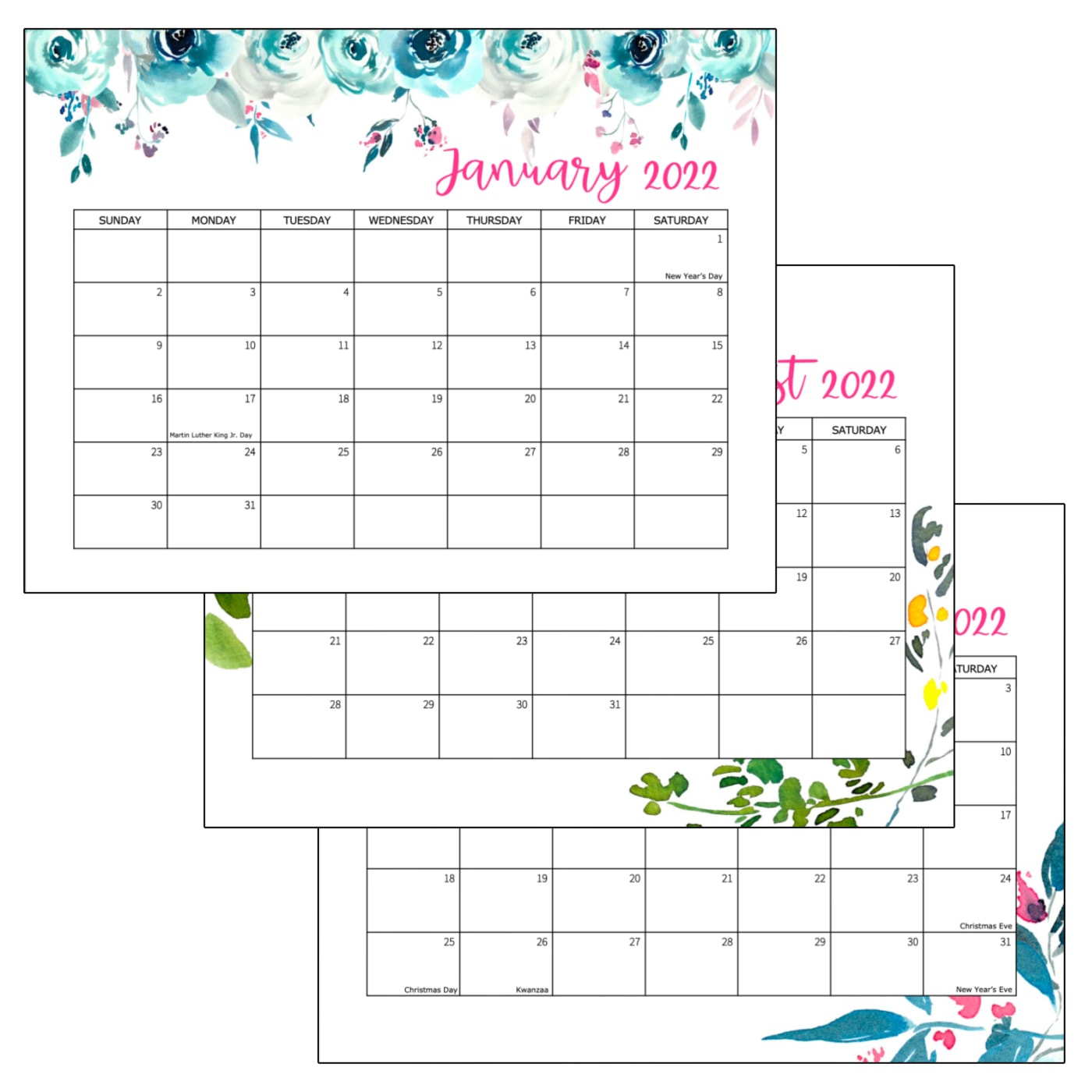 Free Printable Calendar 2022 Free Printable 2022 Calendar - Crafts By Amanda