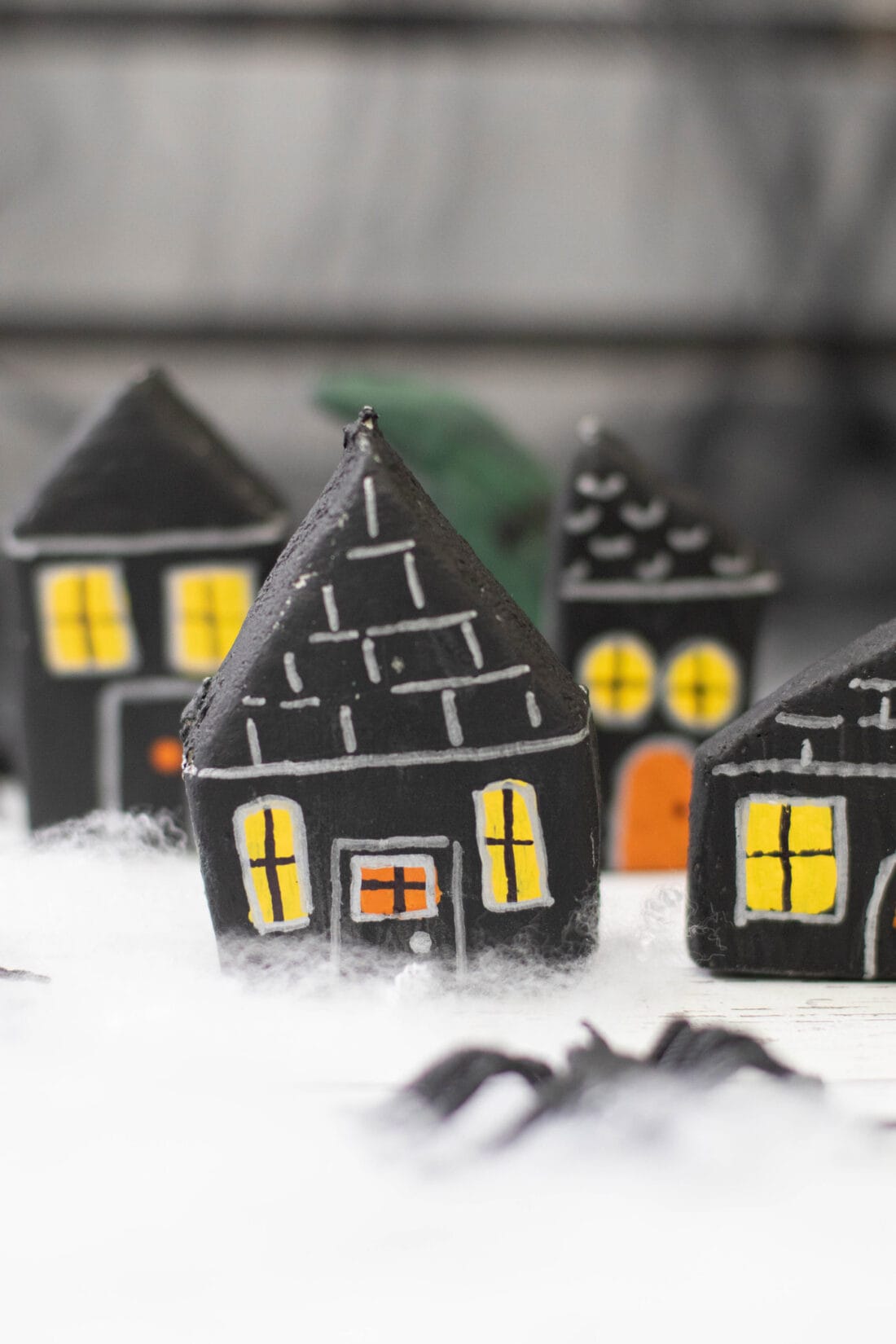Salt Dough Haunted Houses with cotton
