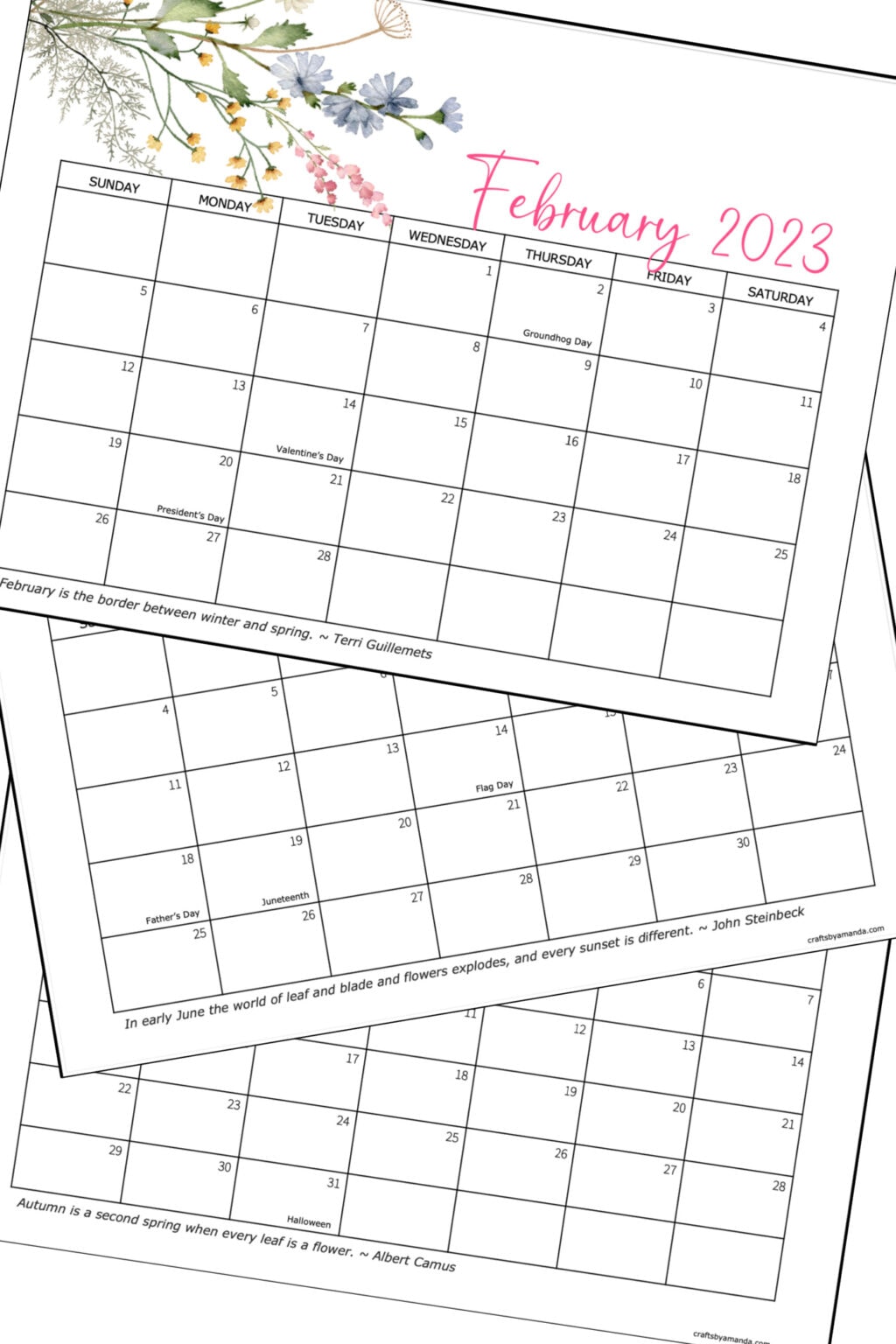 2023 Printable Calendar Crafts By Amanda 8561