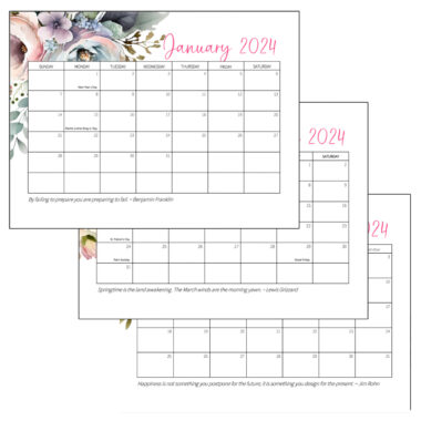 January, February, and March sheets from free printable 2024 calendar