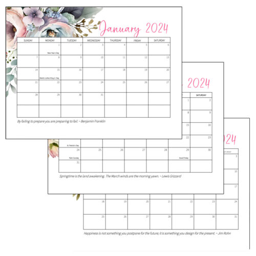 2024 Printable Calendar Crafts by Amanda