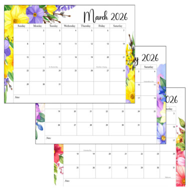 Stacked printable calendar designs