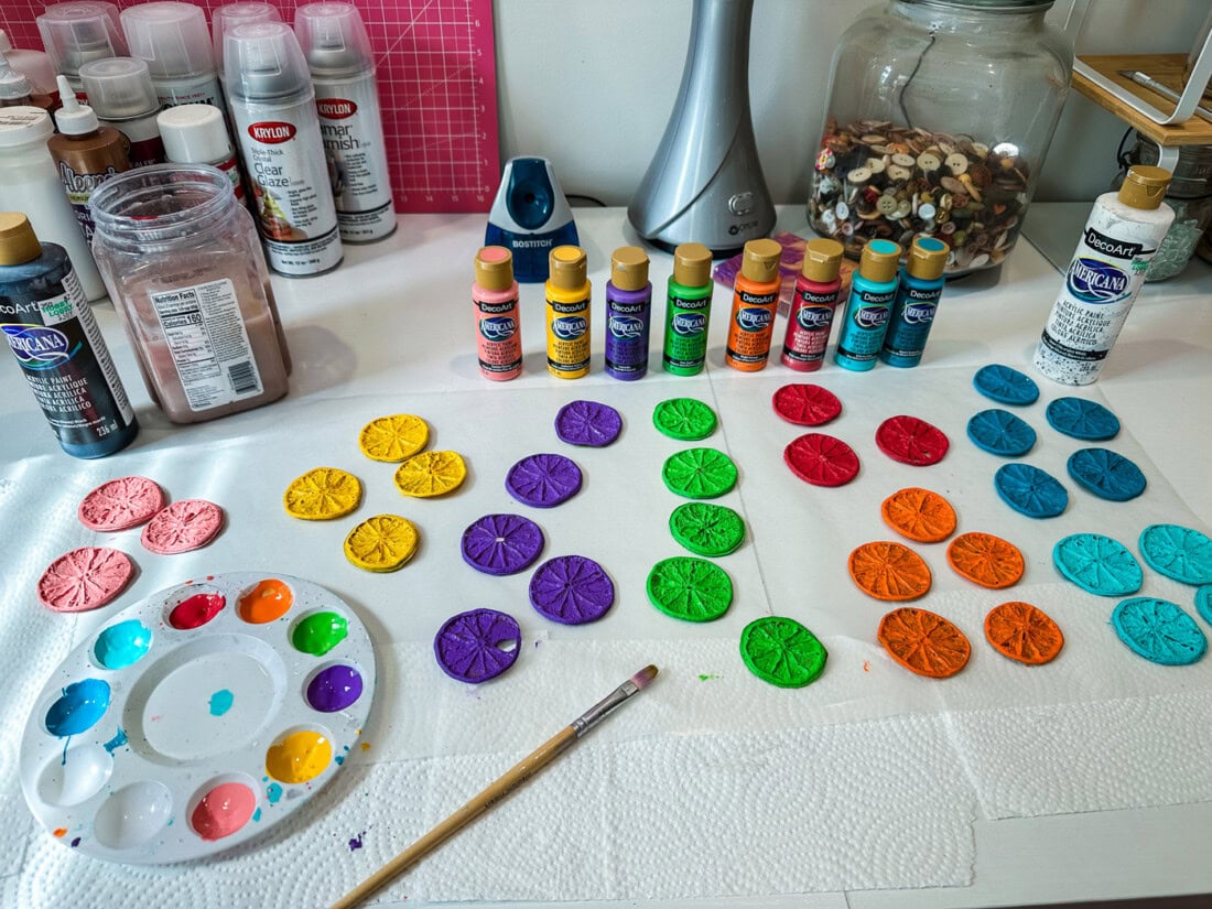 Pieces of painted lime