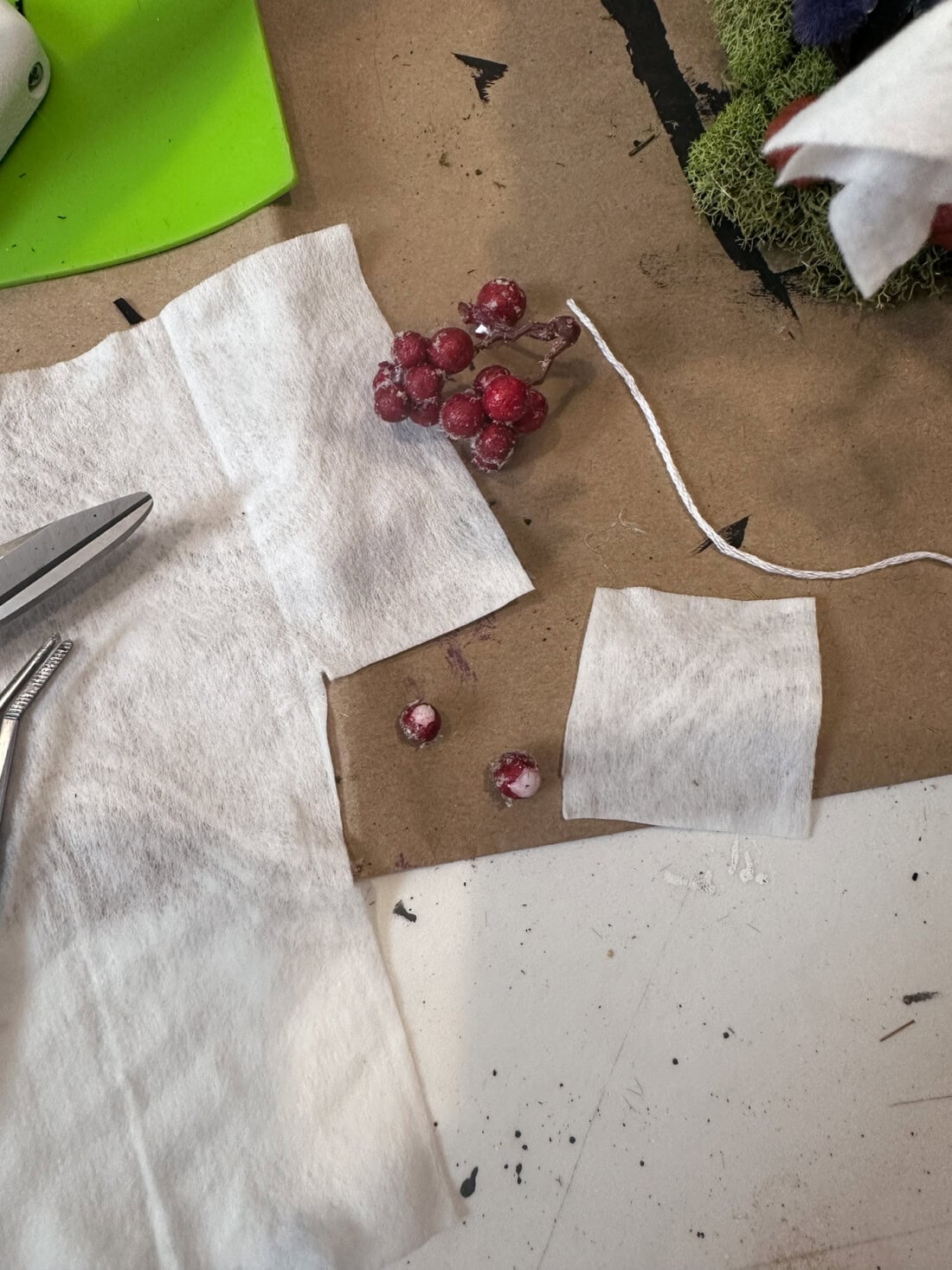 cutting dried up baby wipe